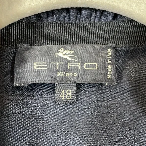 ETRO Milano Luxury Boutique Blouse Size 48 US 12 Dramatic Ruffle Collar Cuffs - Picture 2 of 16